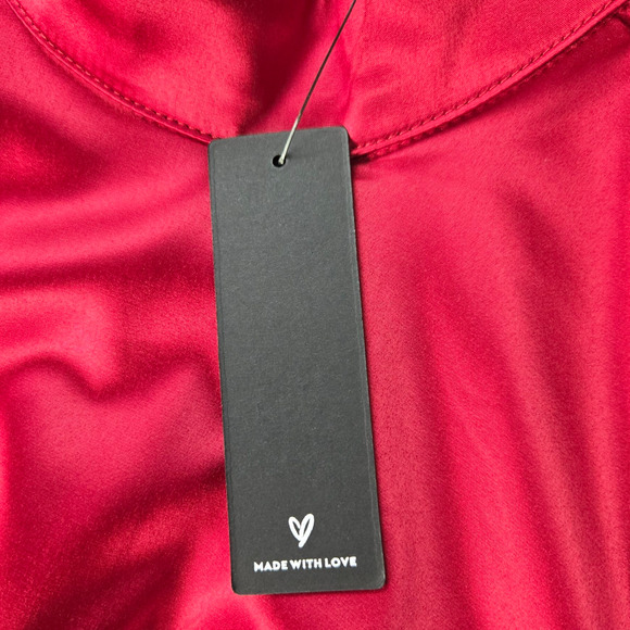 Lulus Red Satin Faux Wrap Open Back Late Night Stunner Mini Dress Size Medium - Picture 8 of 14